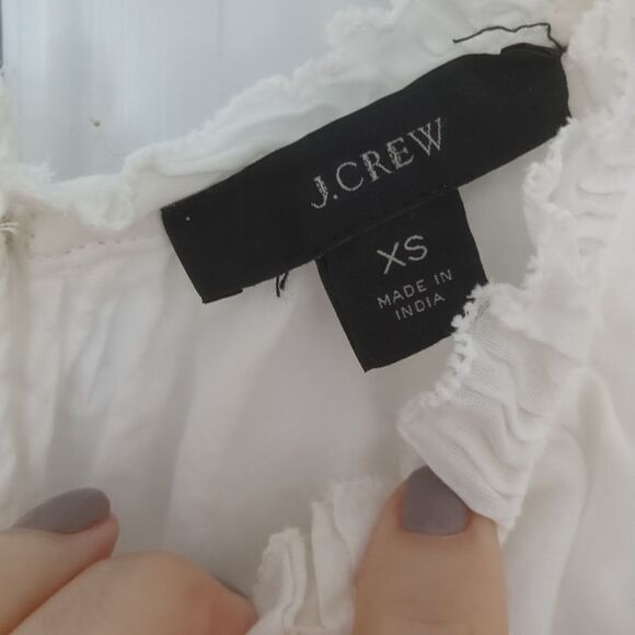 J Crew White Daisy Chain Lace Peplum Ruffle Blouse Boho Chic Size XS Spring Vibe - Picture 6 of 8